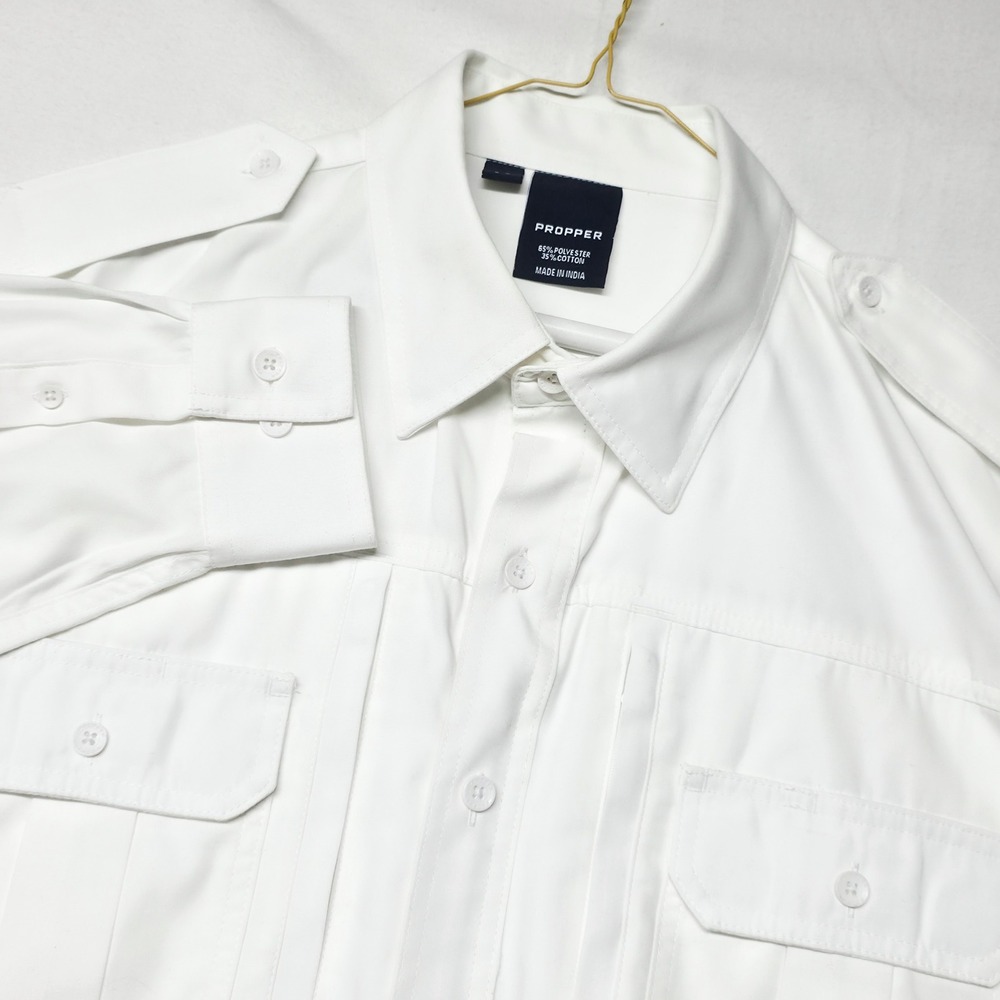 Propper Tactical Shirt Mens L/R White Long Sleeve Epaulet‎ Uniform Button Up